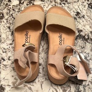 Birkenstock Papillio Cream Sandals with Cushioned Footbed